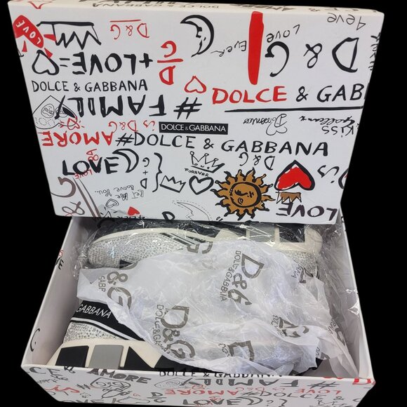Dolce & Gabbana Sparkling Silver Rhinestone Slip On Sneakers 40 (US 10) w/ Box - Picture 4 of 14